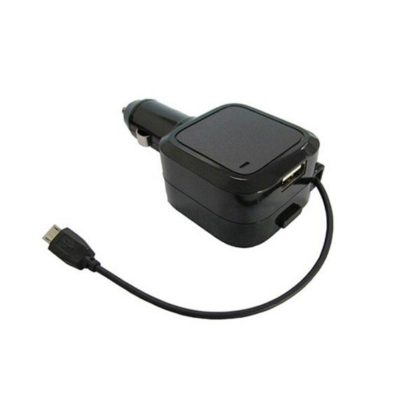 USB nabíjecí autoadaptér, navíjecí kabel micro USB + 1x USB, 3500mA max., DC 12-24V, če... SOLIGHT