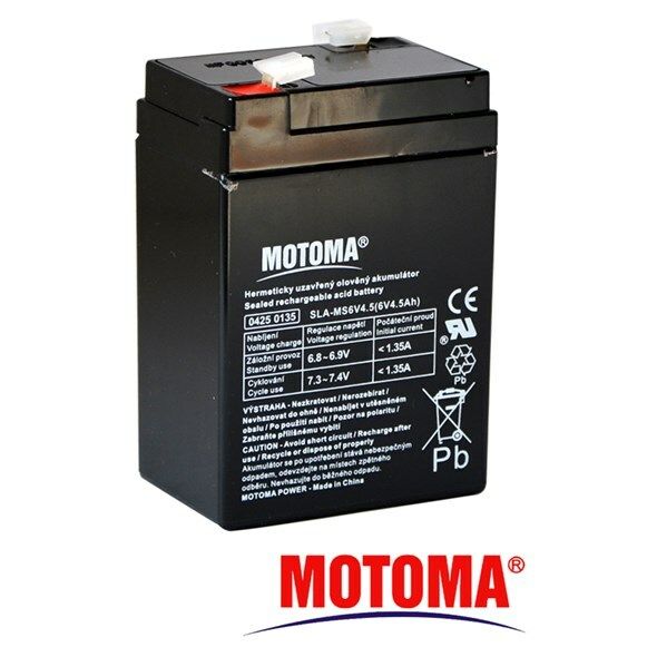 Baterie olověná 6V/ 4,5Ah MOTOMA bezúdržbový akumulátor
