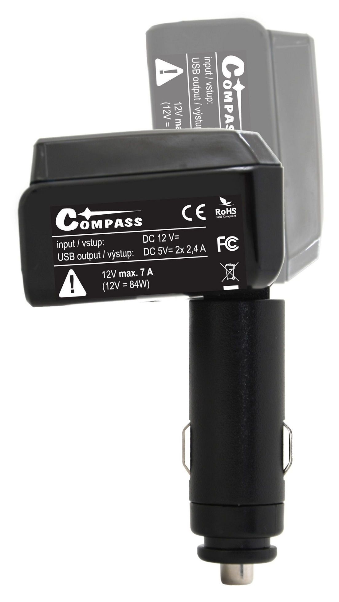 Adaptér pevný 12V + 2x USB 2400mA SELECT COMPASS TorriaCars
