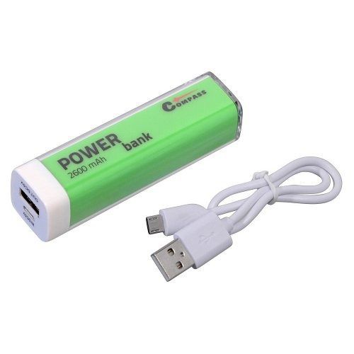 POWER BANK 2600mAh zelený + 30cm kabel, Compass