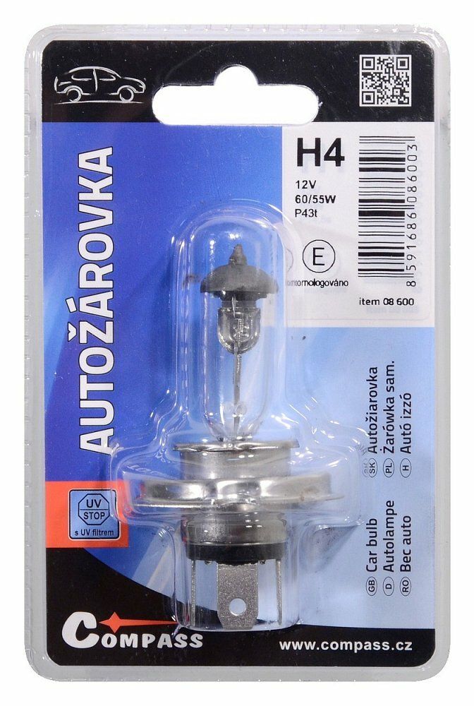 Žárovka 12V H4 60/55W P43t blister 1ks COMPASS