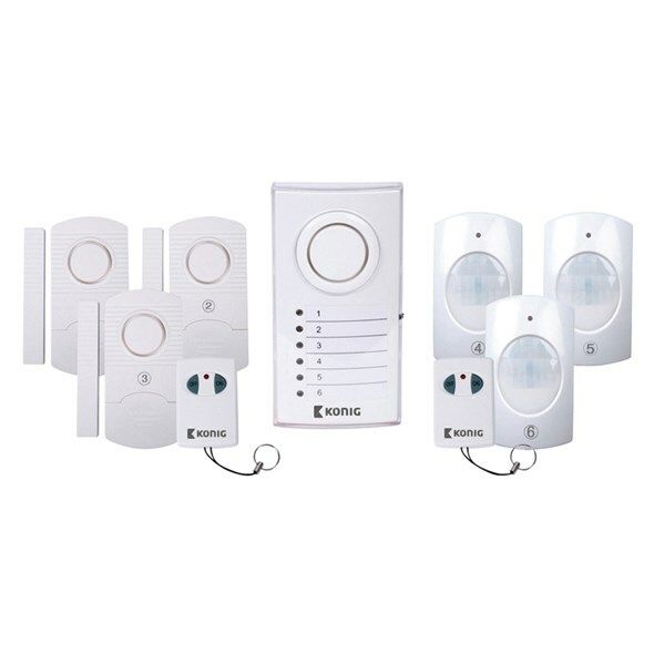 Alarm bezdrátový 3x PIR, 3x dveřní/okenní čidlo KÖNIG SAS-ALARM120