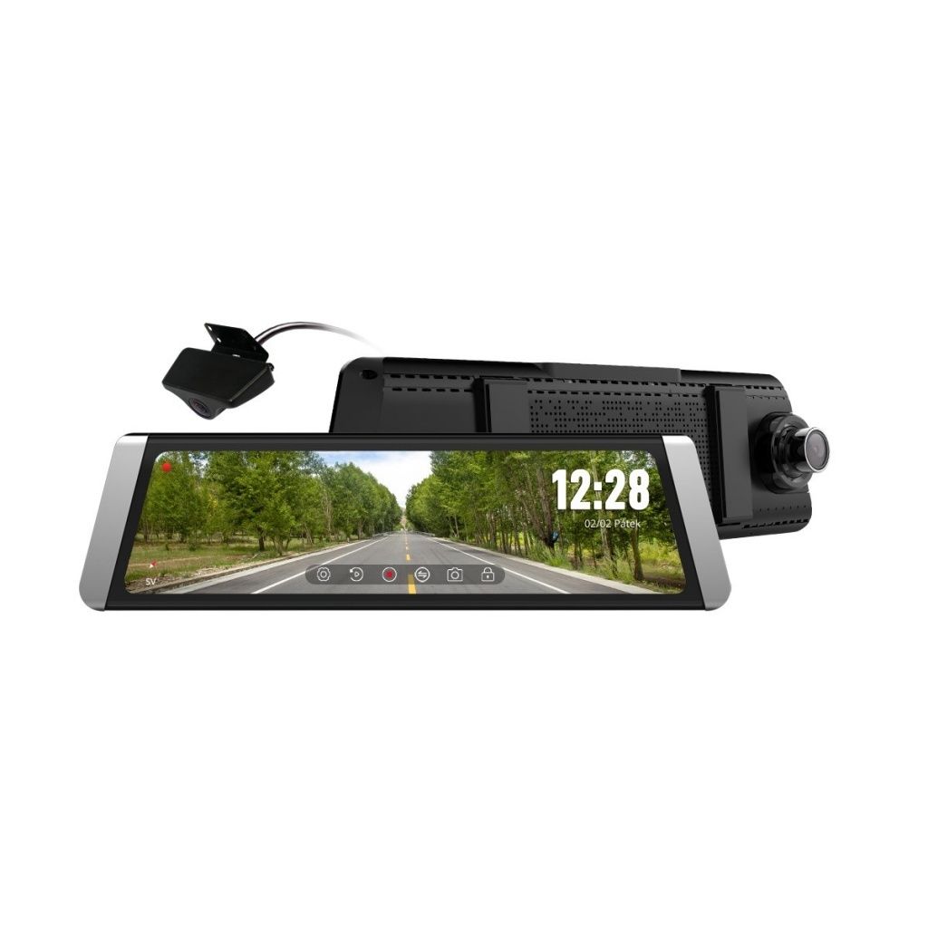 Kamera do auta ve zpětném zrcátku CEL-TEC M10 DUAL GPS Premium