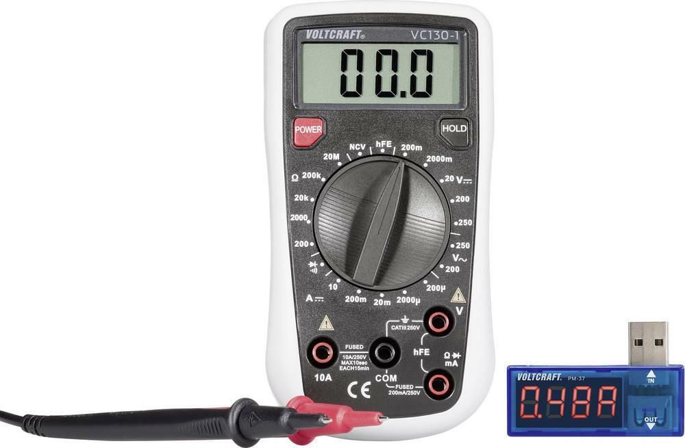 Digitální multimetr Voltcraft VC130 + USB Power meter PM-37, 3 roky záruka