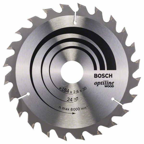 Pilový kotouč Optiline Wood - 184 x 30 x 2,6 mm, 24 - 3165140194044 BOSCH