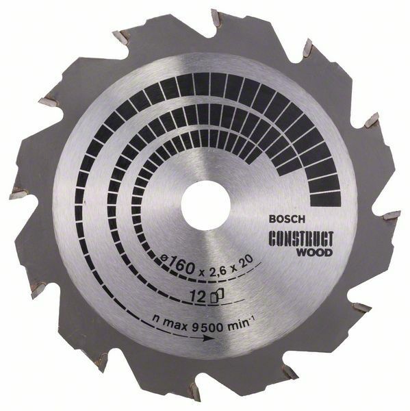 Pilový kotouč Construct Wood - 160 x 20/16 x 2,6 mm, 12 - 3165140194235 BOSCH