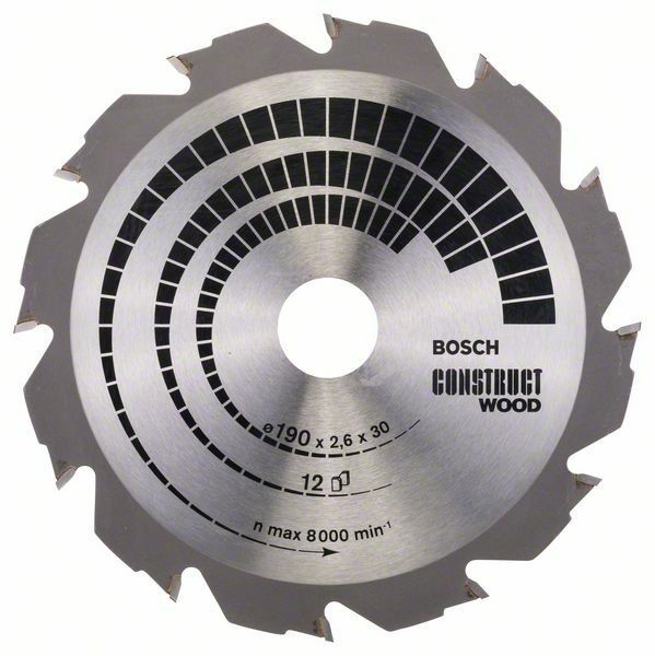 Pilový kotouč Construct Wood - 190 x 30 x 2,6 mm, 12 - 3165140194266 BOSCH