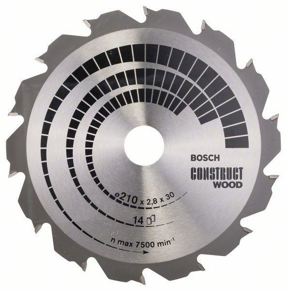Pilový kotouč Construct Wood - 210 x 30 x 2,8 mm, 14 - 3165140194273 BOSCH
