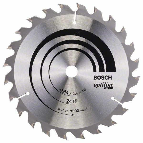 Pilový kotouč Optiline Wood - 184 x 16 x 2,6 mm, 24 - 3165140263429 BOSCH