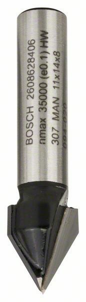 Drážkovací fréza tvaru V - 8 mm, D1 11 mm, L 14 mm, G 45 mm, 60° - 3165140358675 BOSCH
