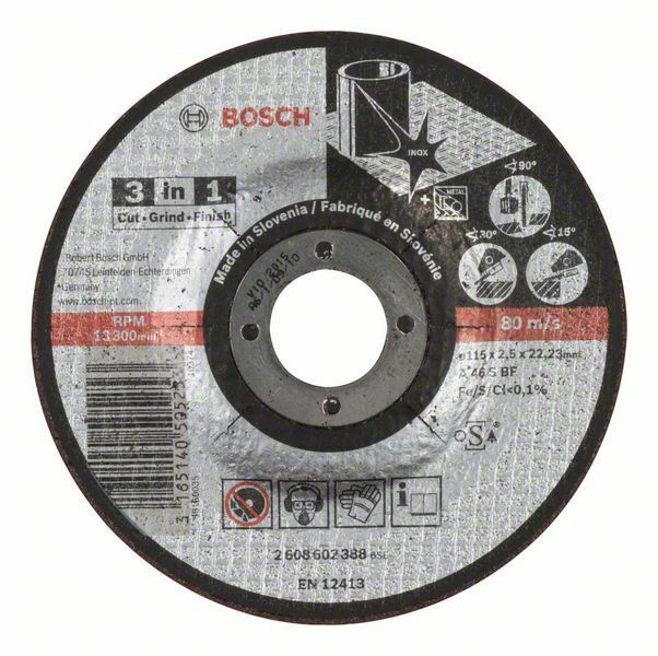 Dělicí kotouč 3 v 1 - A 46 S BF, 115 mm, 2,5 mm - 3165140505253 BOSCH