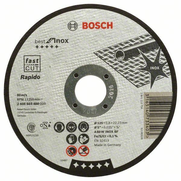 Dělicí kotouč rovný Best for Inox – Rapido - A 60 W INOX BF, 125 mm, 0,8 mm - 316514073340 BOSCH