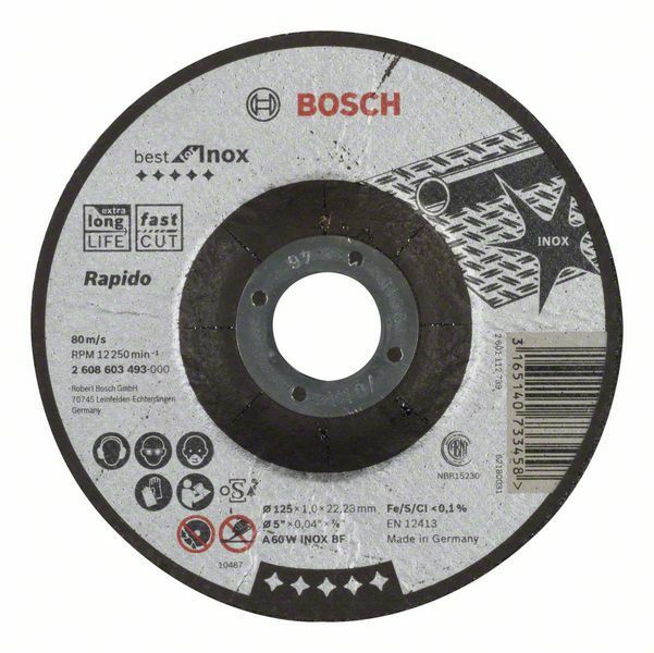 Dělicí kotouč profilovaný Best for Inox – Rapido - A 60 W INOX BF, 125 mm, 1,0 mm - 316514 BOSCH