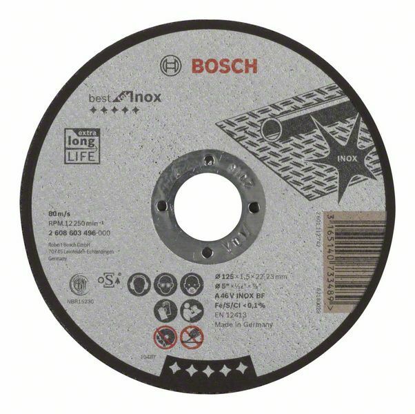 Fotografie Dělicí kotouč rovný Best for Inox - A 46 V INOX BF, 125 mm, 1,5 mm - 3165140733489 BOSCH Bosch A46:213768