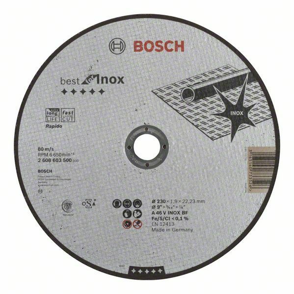 Dělicí kotouč rovný Best for Inox – Rapido - A 46 V INOX BF, 230 mm, 1,9 mm - 316514073352 BOSCH