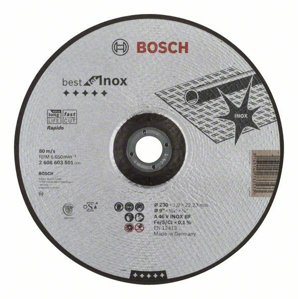 Dělicí kotouč profilovaný Best for Inox – Rapido - A 46 V INOX BF, 230 mm, 1,9 mm - 316514 BOSCH