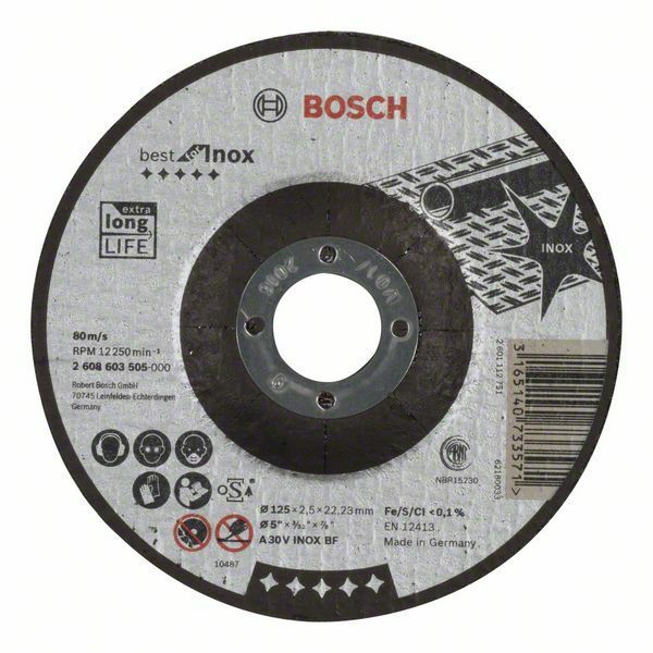 Dělicí kotouč profilovaný Best for Inox - A 30 V INOX BF, 125 mm, 2,5 mm - 3165140733571 BOSCH