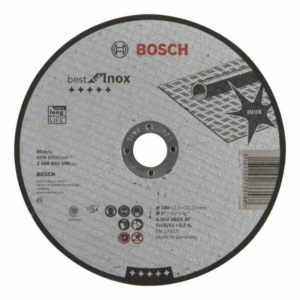 Dělicí kotouč rovný Best for Inox - A 30 V INOX BF, 180 mm, 2,5 mm - 3165140733588 BOSCH