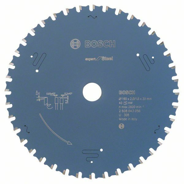 Pilový kotouč do okružních pil Expert for Steel - 190 x 20 x 2,0 mm, 40 BOSCH