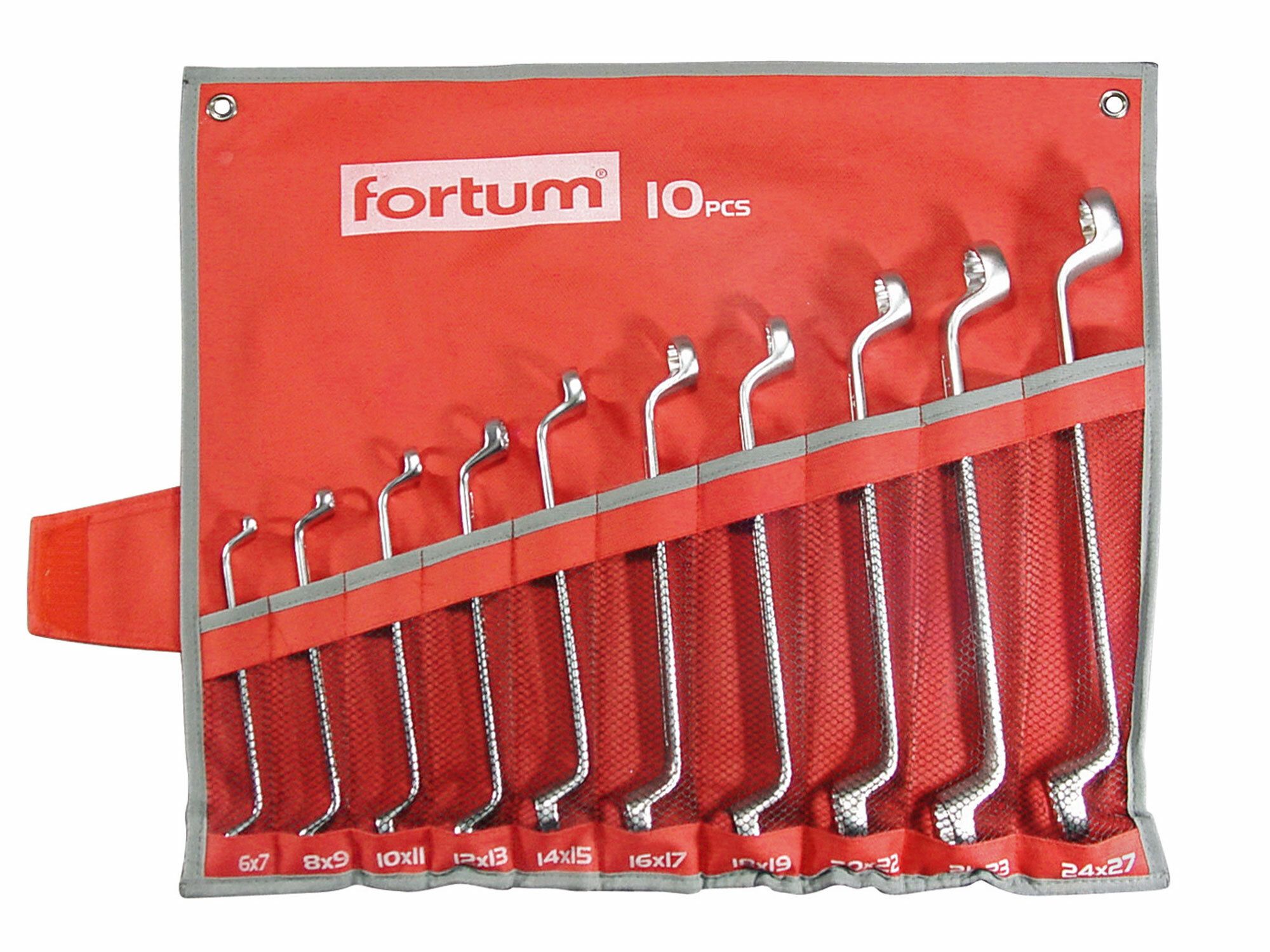 Klíče očkové 10ks, 6x7, 8x9, 10x11, 12x13, 14x15, 16x17, 18x19, 20x22, 21x23, 24x27 FORTUM