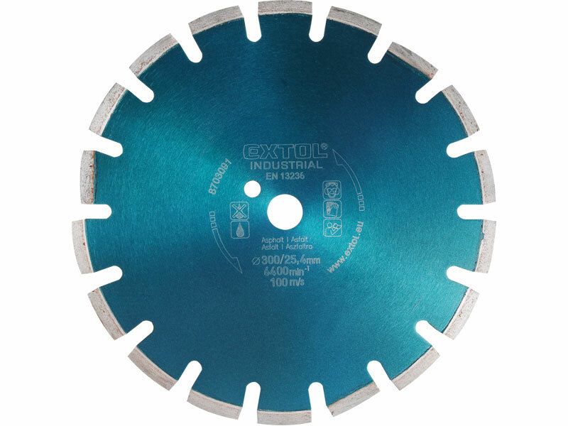 Kotouč diamantový řezný segmentový na ASFALT, 350x25,4mm, suché i mokré řezání, EXTOL INDU EXTOL INDUSTRIAL