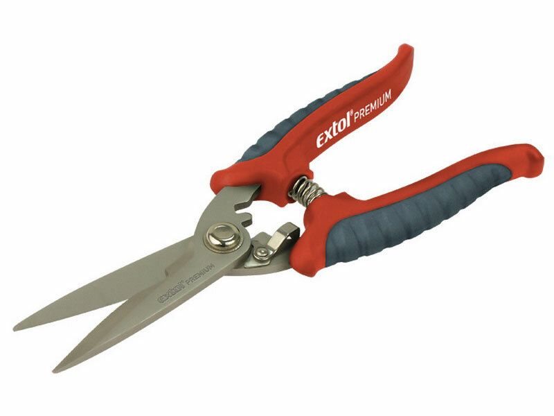 Nůžky víceúčelové nerez, 200mm, na stříhání papíru, textilu, kůže, provazů, EXTOL PREMIUM