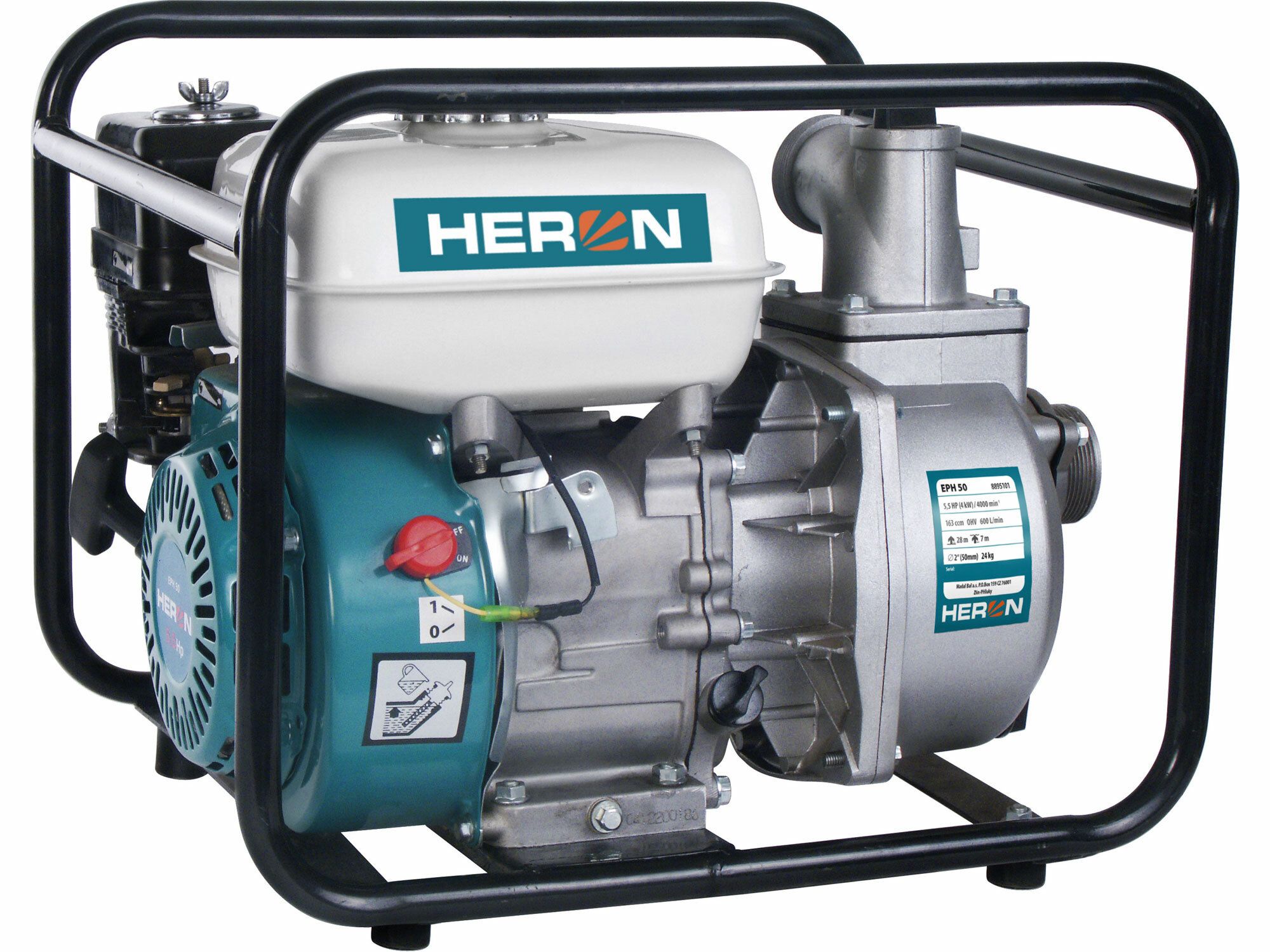 Čerpadlo motorové proudové 5,5HP, 2"/2" (51mm), 600l/min = 36m3/hod, záruka 3 roky HERON