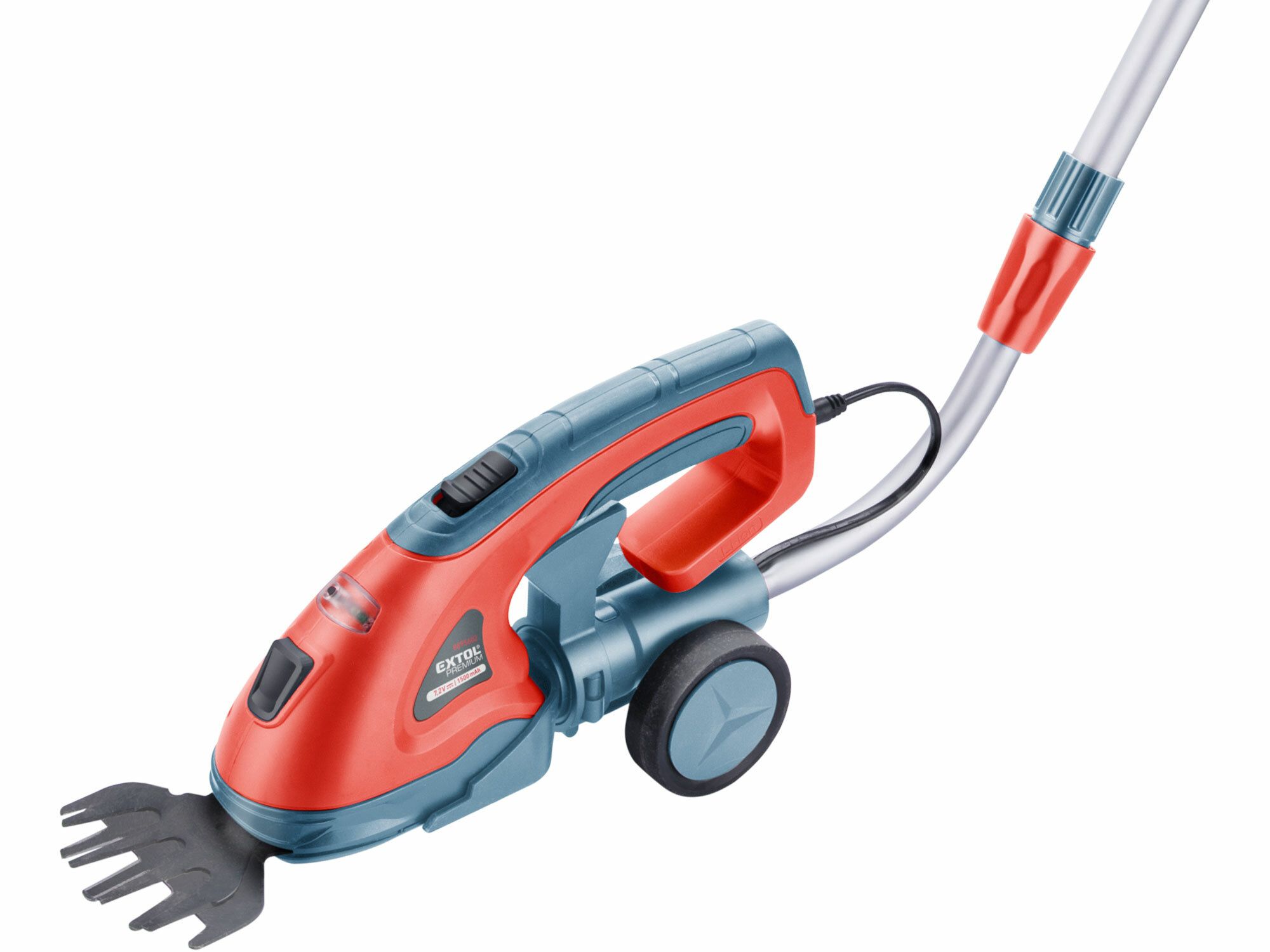 Nůžky na trávu a živé ploty aku s teleskopickou násadou, 7,2V Li-ion, 1500mAh, 8895602 EXTOL PREMIUM