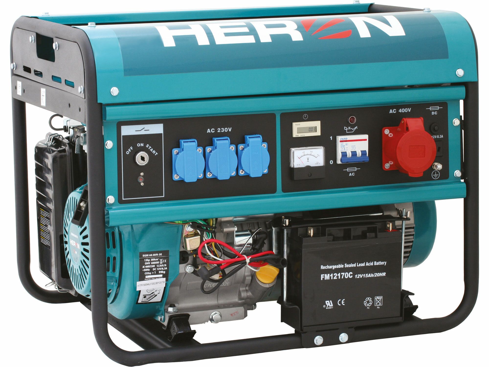 Elektrocentrála benzínová 13HP, elektr. start, 6,0kW (400V)/2,2kW (230V), záruka 3 roky HERON