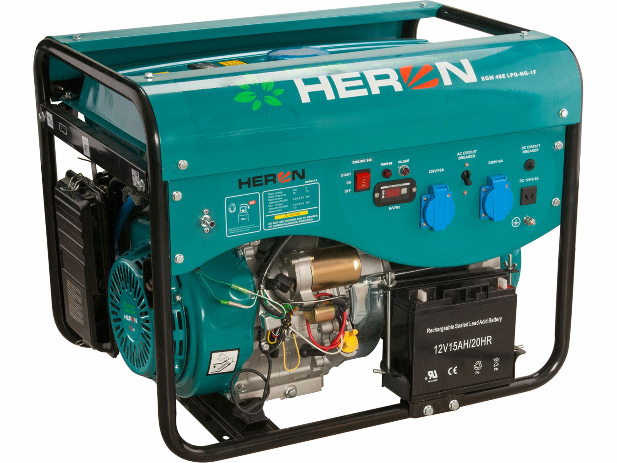 Elektrocentrála benzínová a plynová (LGP/NG) 13HP/5,0kW, elektrický start, záruka 3 roky HERON