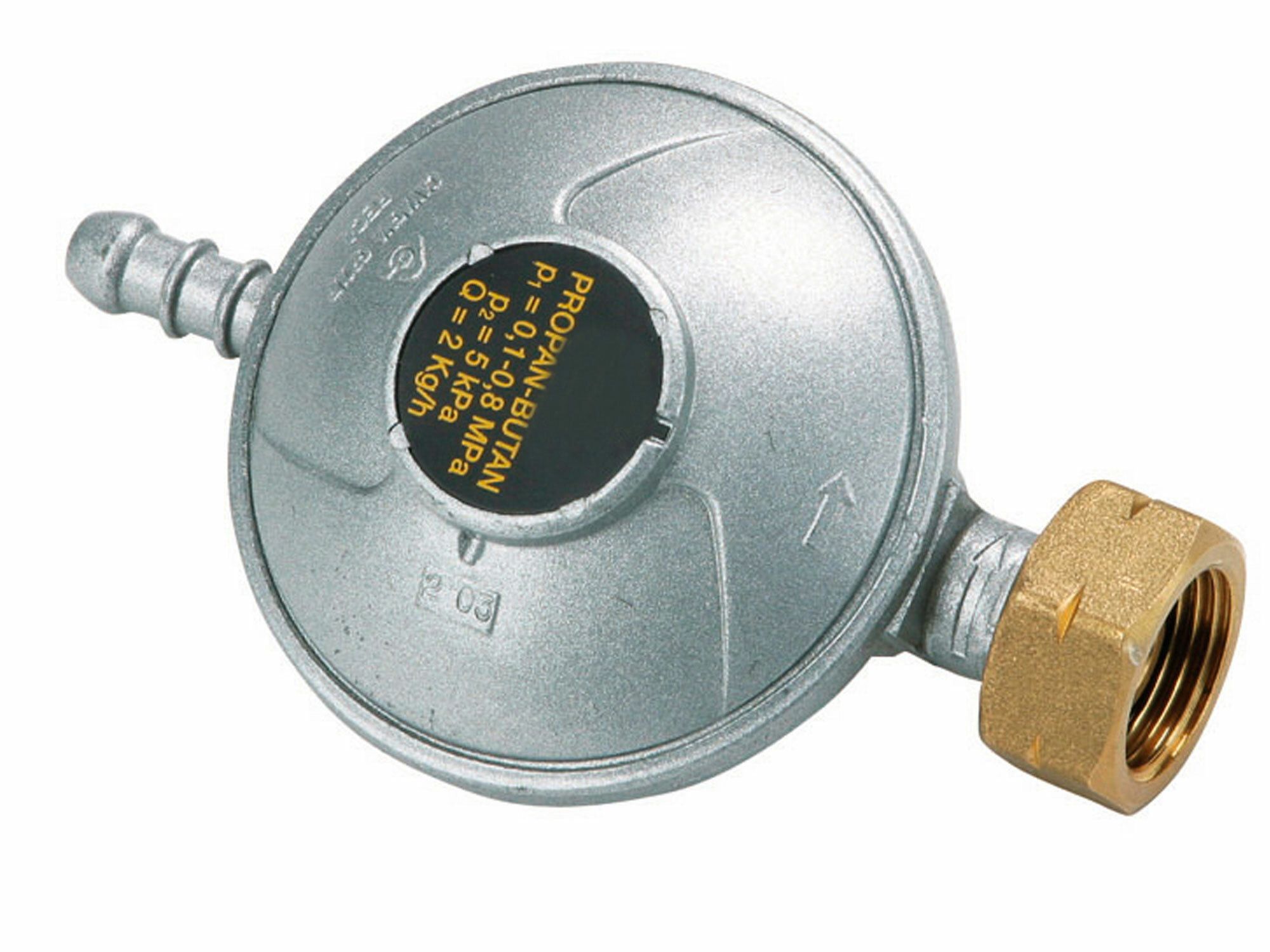 Regulátor tlaku, 50mbar (5kPa), trn pro hadici s vnitřním průměrem 8mm, HERON