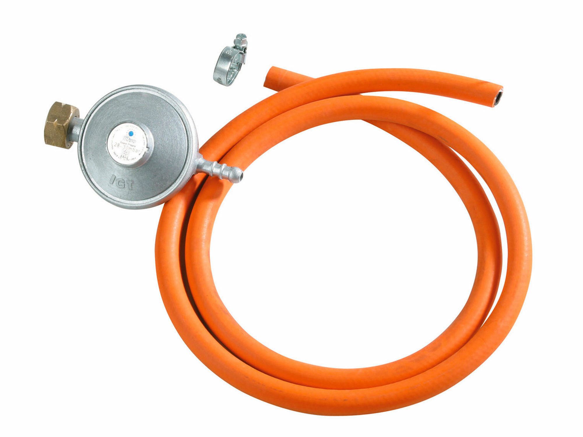 Regulátor tlaku 30mbar s hadicí, regulátor tlaku 30mbar (3kPa), hadice na LPG 1,5m, HERON