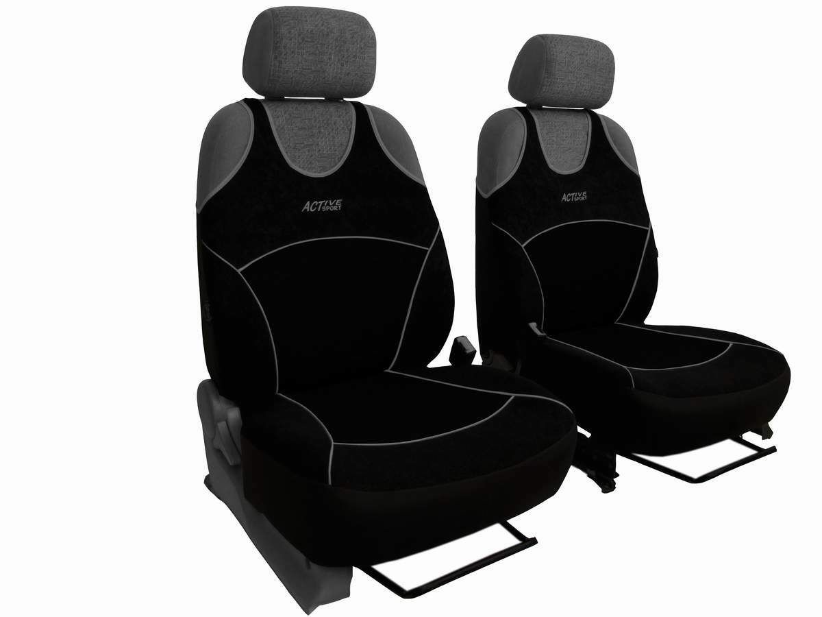Autopotahy Active Sport Alcantara, sada pro dvě sedadla, černé SIXTOL