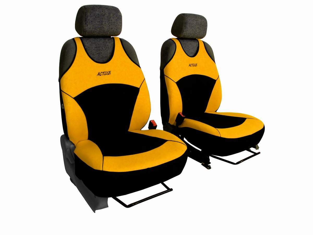 Autopotahy Active Sport Alcantara, sada pro dvě sedadla, žluté SIXTOL