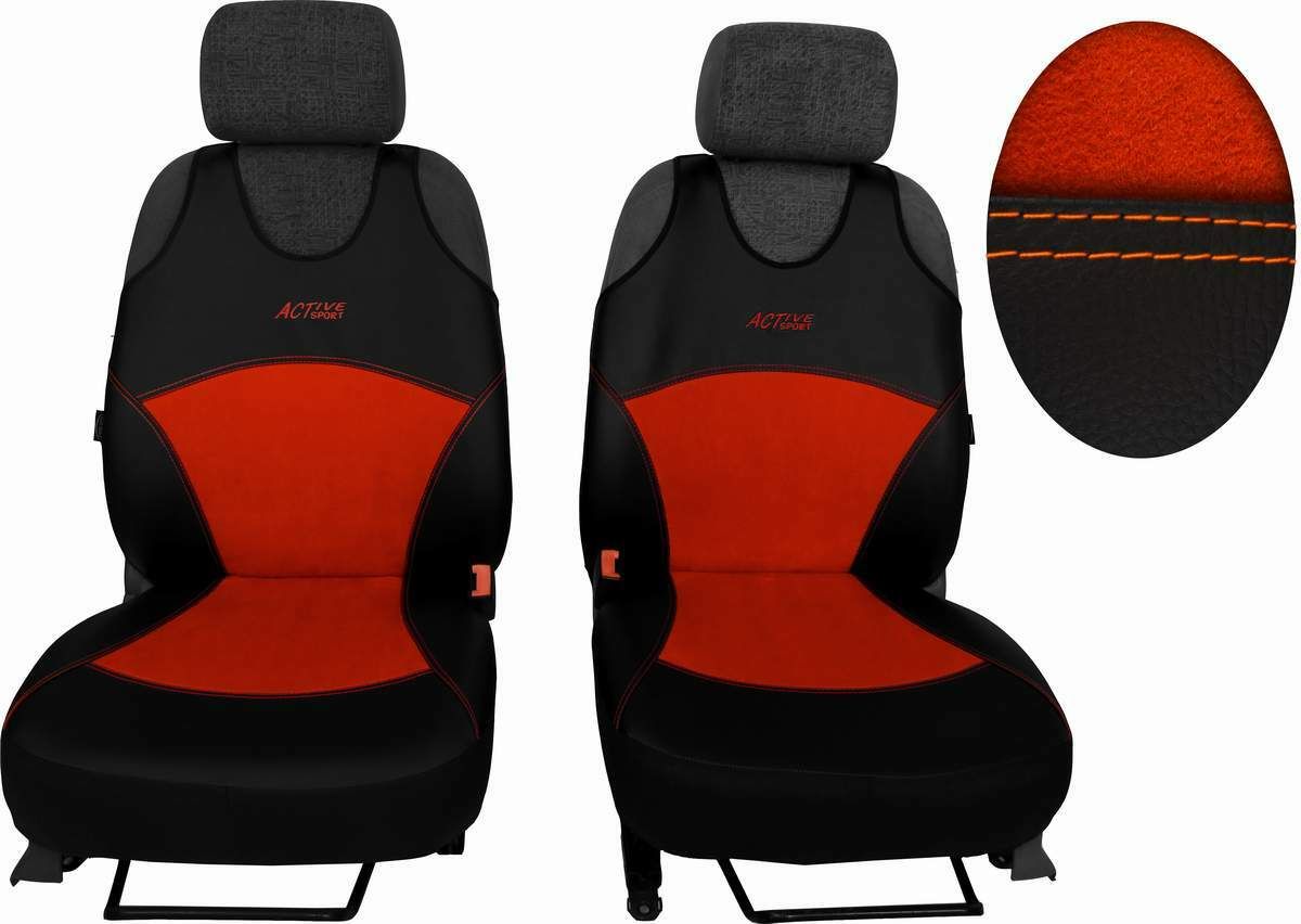 Autopotahy Active Sport kožené s alcantarou, sada pro dvě sedadla, cíhlové SIXTOL
