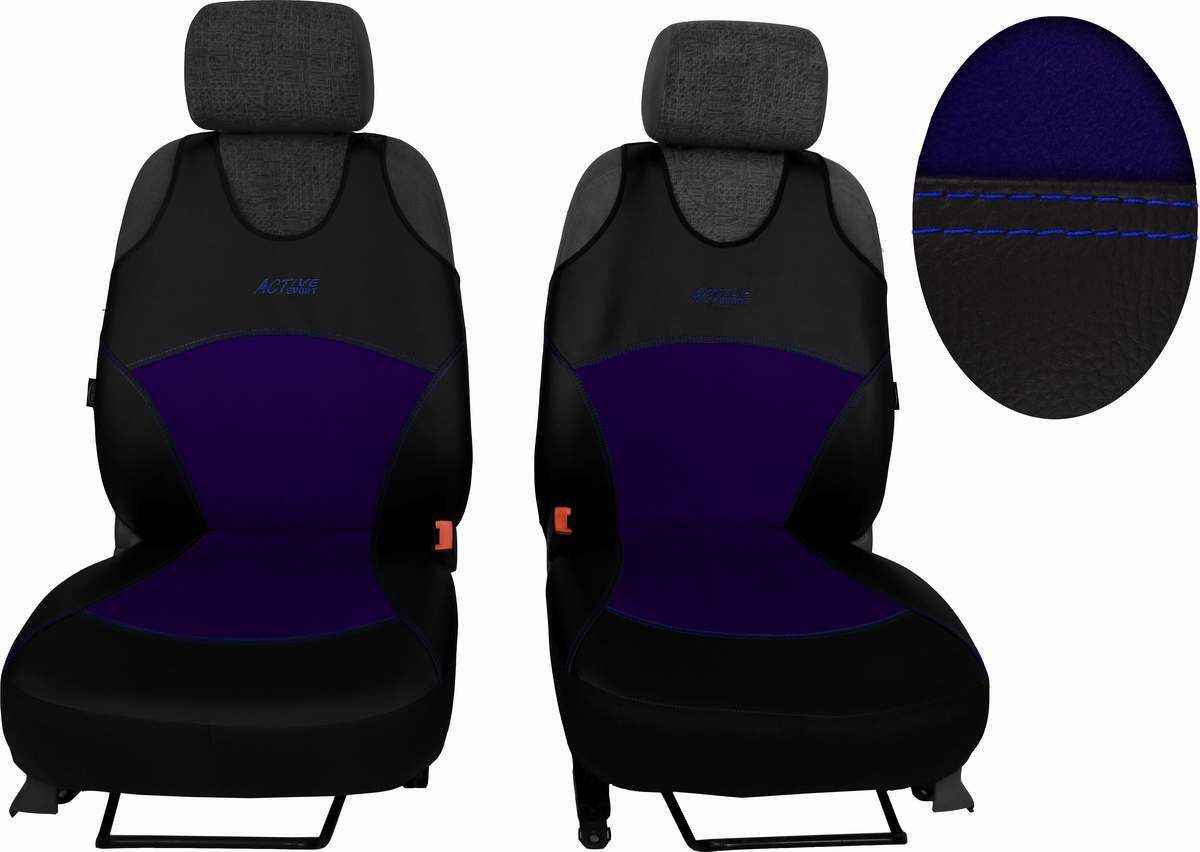 Autopotahy Active Sport kožené s alcantarou, sada pro dvě sedadla, modré SIXTOL
