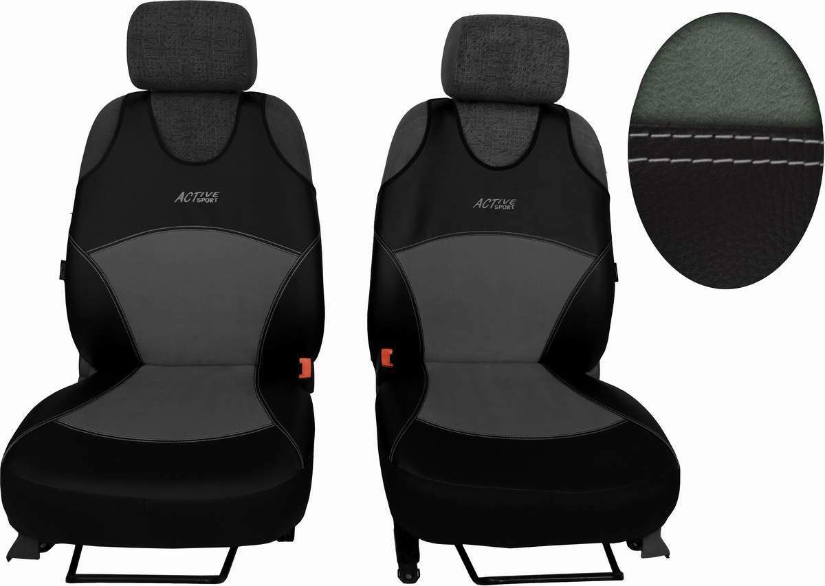 Autopotahy Active Sport kožené s alcantarou, sada pro dvě sedadla, světlešedé SIXTOL