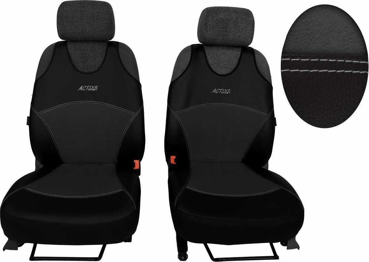 Autopotahy Active Sport kožené s alcantarou, sada pro dvě sedadla, tmavošedé SIXTOL