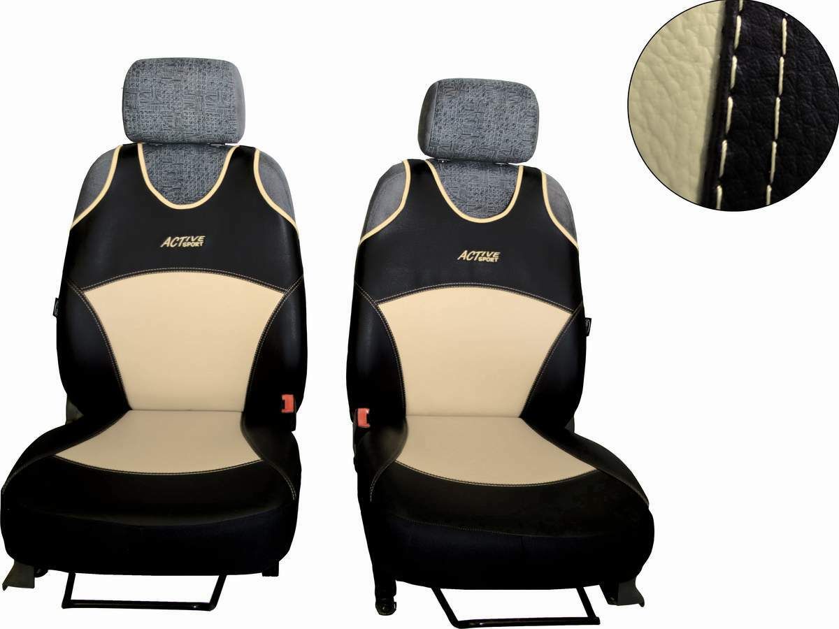 Autopotahy Active Sport kožené, sada pro dvě sedadla, béžové SIXTOL
