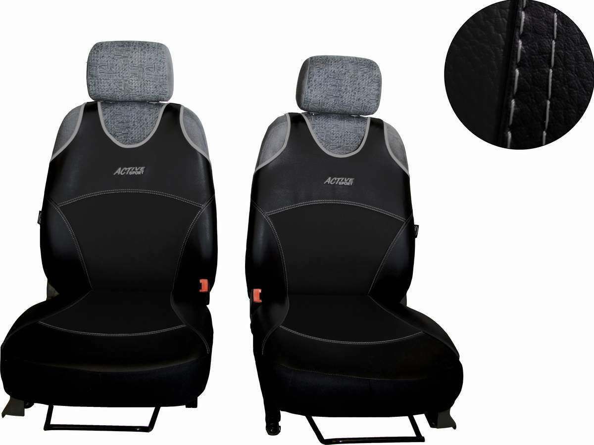 Autopotahy Active Sport kožené, sada pro dvě sedadla, černé SIXTOL