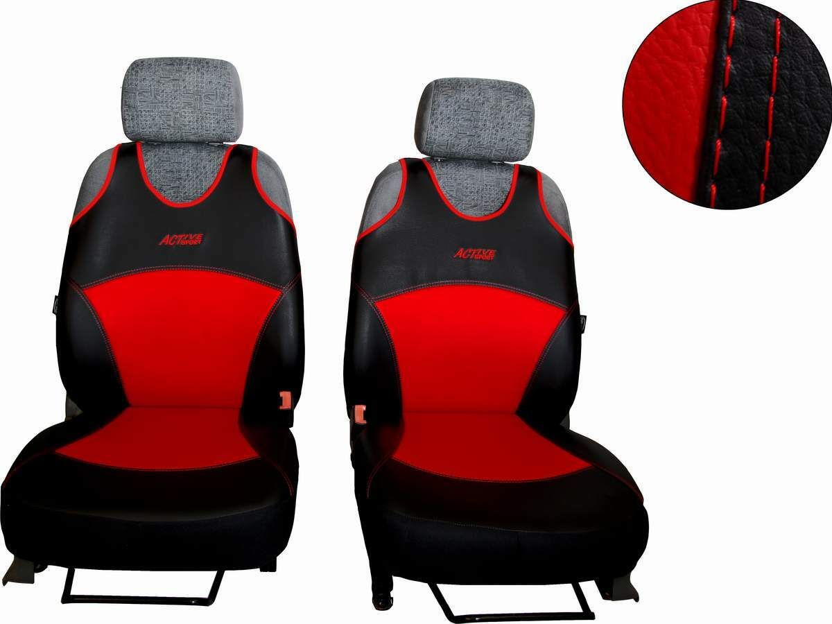 Autopotahy Active Sport kožené, sada pro dvě sedadla, červené SIXTOL