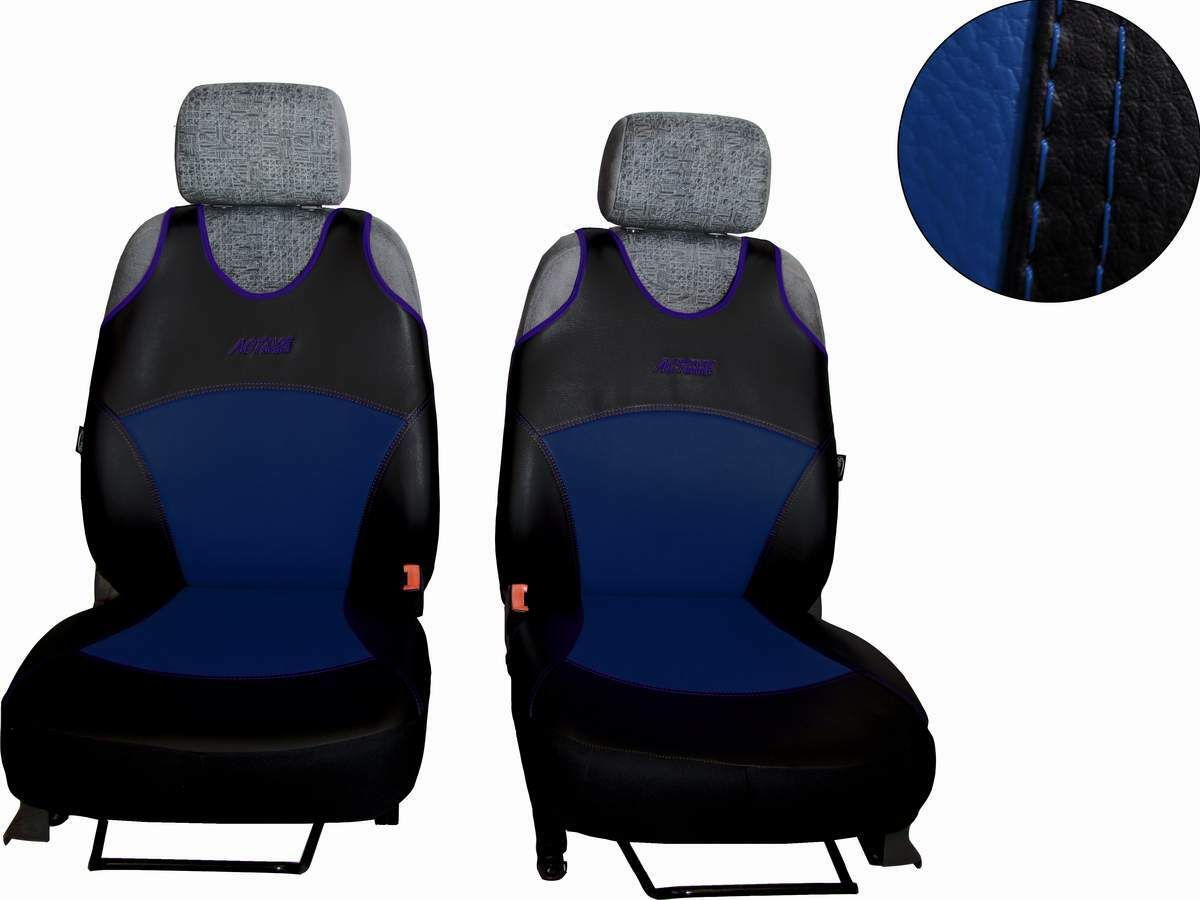 Autopotahy Active Sport kožené, sada pro dvě sedadla, modré SIXTOL