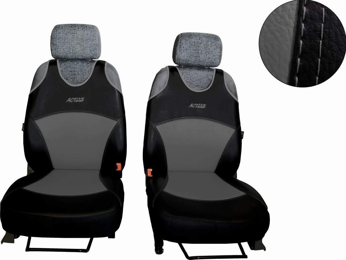 Autopotahy Active Sport kožené, sada pro dvě sedadla, šedé SIXTOL