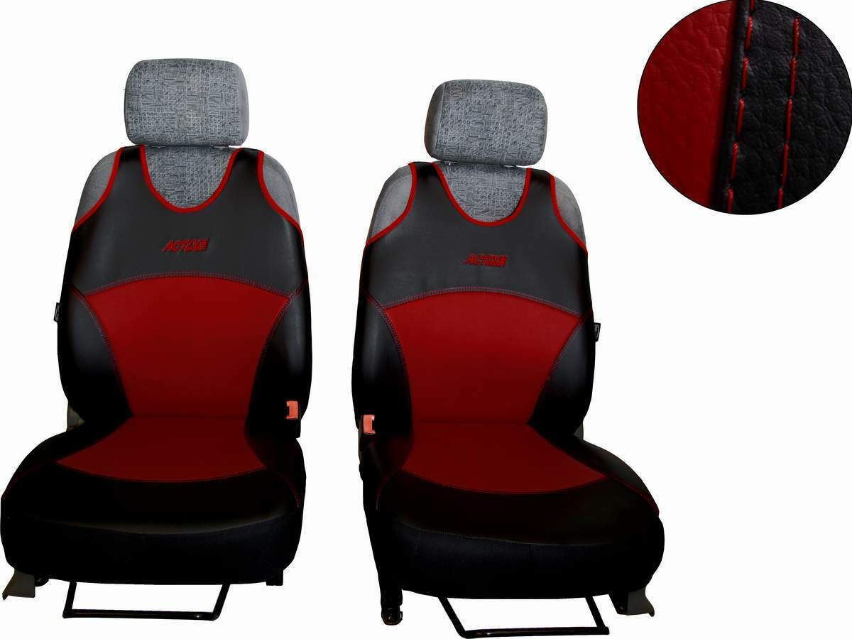 Autopotahy Active Sport kožené, sada pro dvě sedadla, vínové SIXTOL
