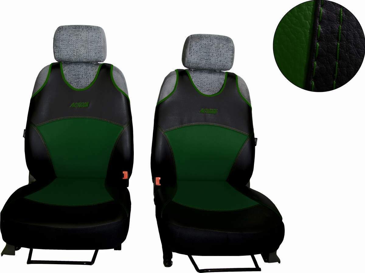 Autopotahy Active Sport kožené, sada pro dvě sedadla, zelené SIXTOL