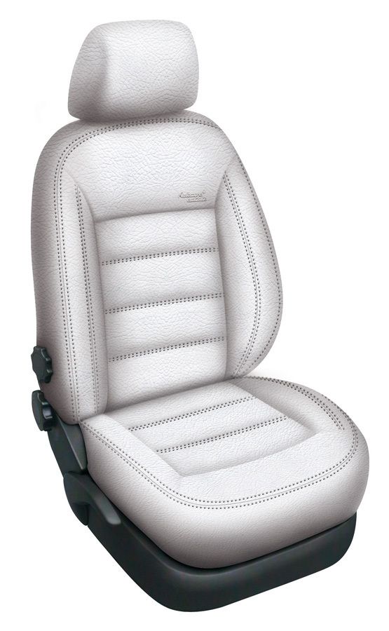 Autopotahy Škoda Fabia II, AUTHENTIC LEATHER, bílé