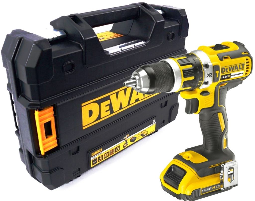 Aku bezuhlíková příklepová vrtačka / šroubovák 14,4V XR Li-Ion 2x2,0Ah DeWALT
