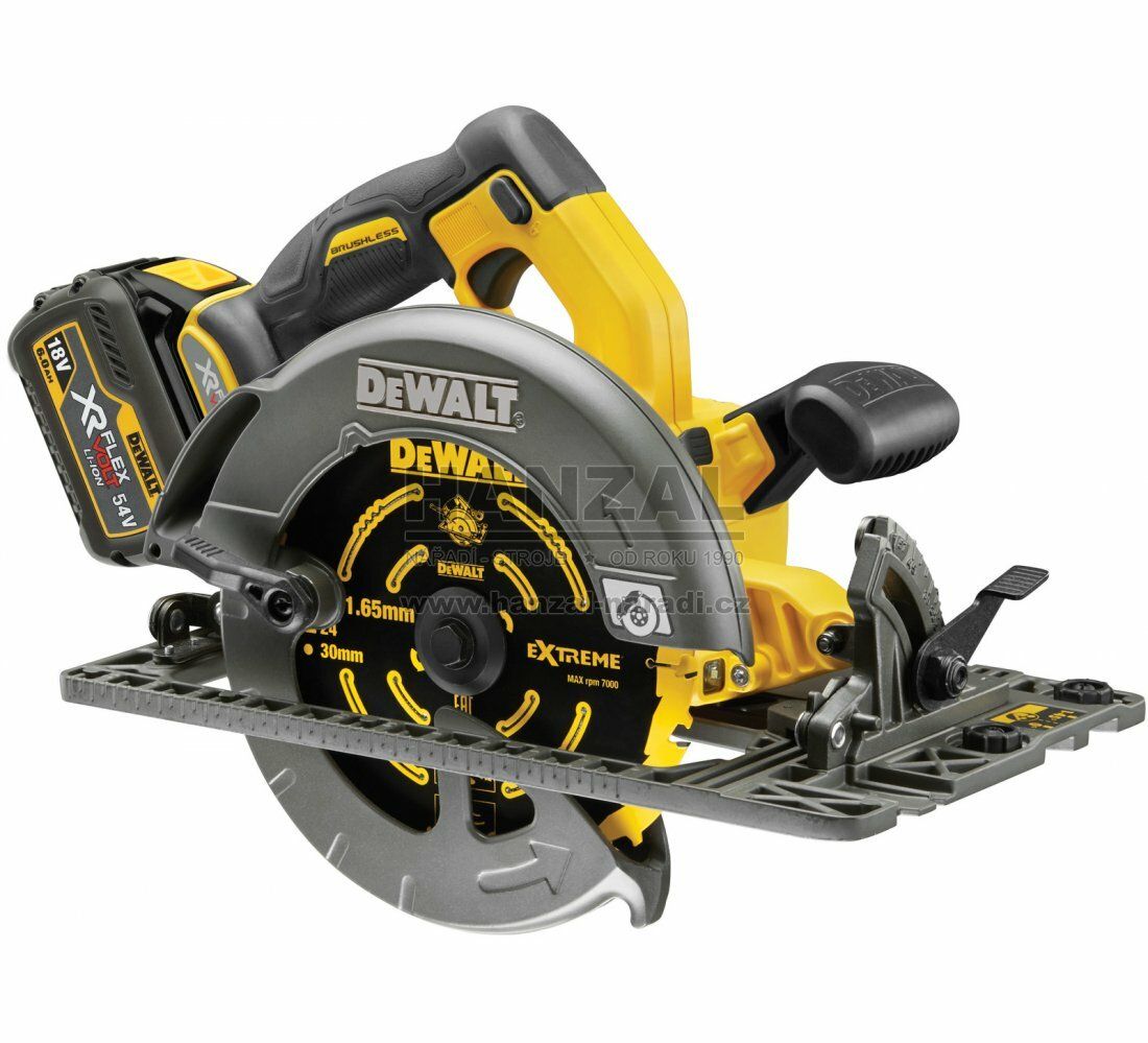 Aku kotoučová pila 54 V XR FLEXVOLT se základnou pro vodící lišty DeWALT,