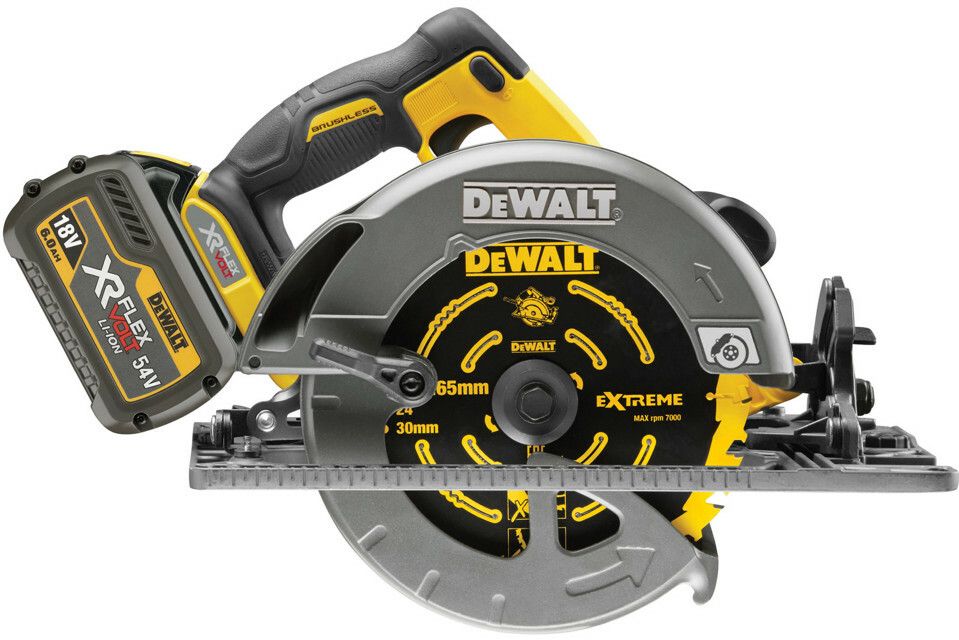 Aku kotoučová pila 54 V XR FLEXVOLT se základnou pro vodící lišty DeWALT,