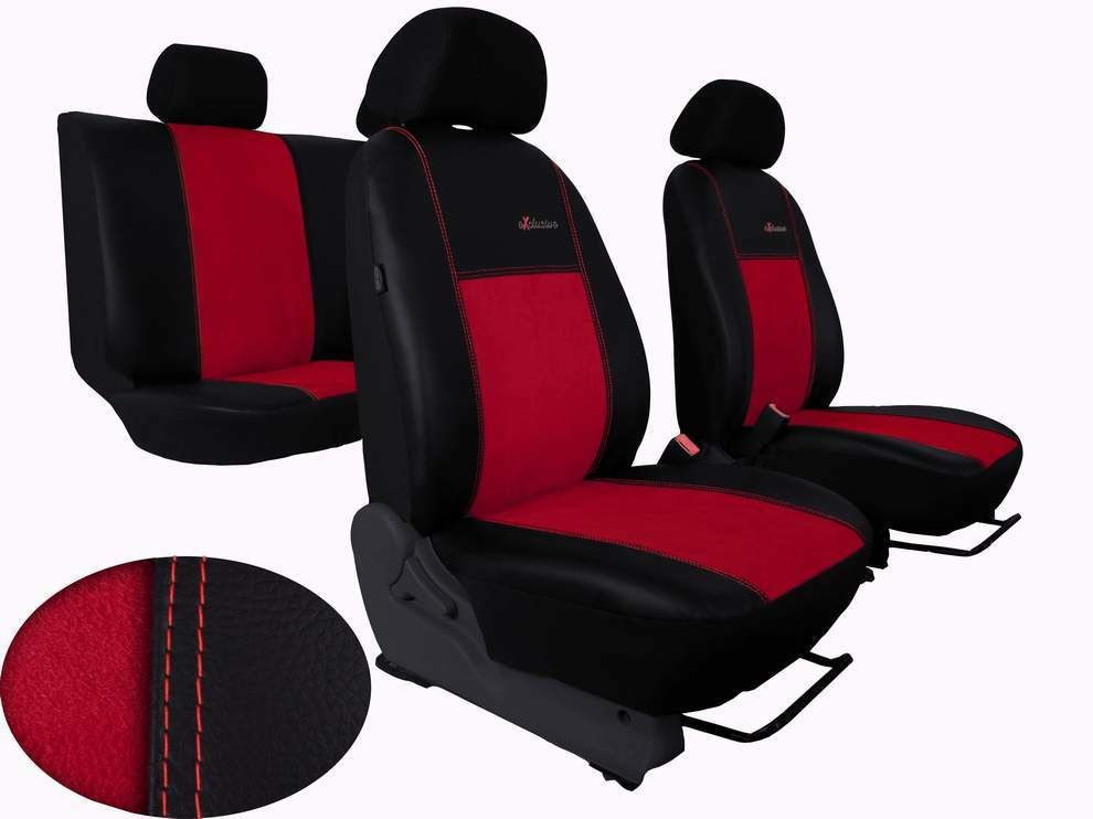 Autopotahy FIAT DUCATO II, 3 místa, stolek, EXCLUSIVE kožené s alcantarou, červené SIXTOL